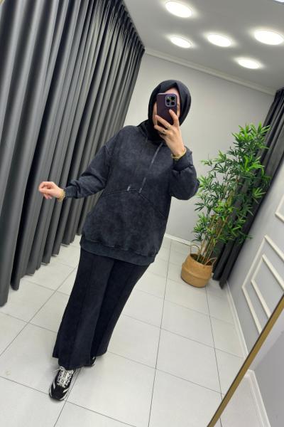 Kanguru Cep Detaylı Takım Siyah