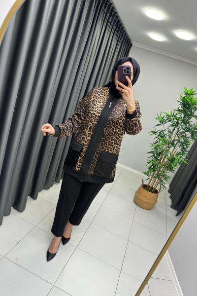 Enna Leopar Desen Takım Siyah