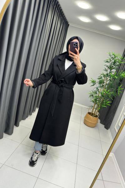 Puane Premium Kaşe Kaban  Siyah