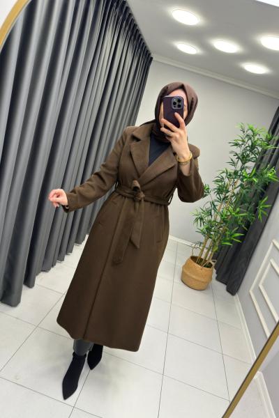 Puane Premium Kaşe Kaban  Kahverengi