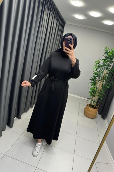Modal Kumaş Puane Elbise Siyah