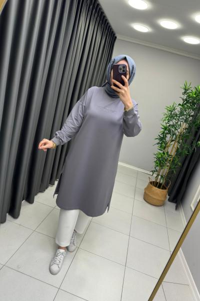 Ekru İki İp Pamuklu  Sweat Gri