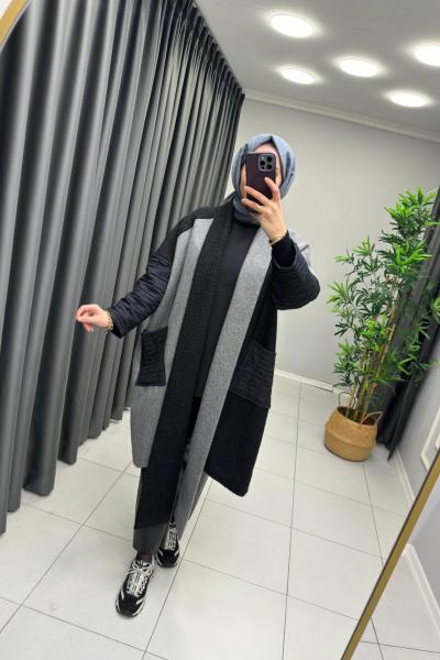 Bella Salaş Kaban Gri Siyah