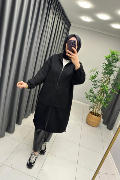 İkoll üç ip şardonlu kap Siyah