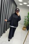 Oversize Batik Desen Takım  Siyah