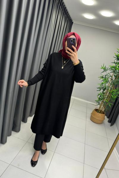 Uzun Triko Tunik Siyah