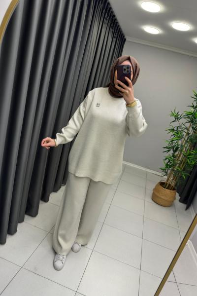 Simli Triko Takım Taş Rengi