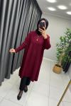 Uzun Triko Tunik Bordo