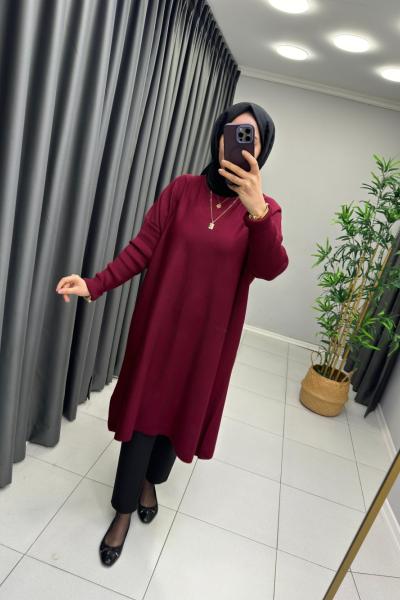 Uzun Triko Tunik Bordo