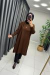 Uzun Triko Tunik Acı Kahve