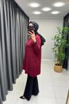 Omzu Patlı Merserize Tunik  Bordo