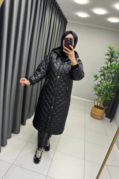 Levidor Kapitone Çıtçıtlı Mont  Siyah