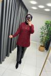 Simli Triko Tunik Bordo