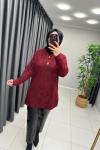 Simli Triko Tunik Bordo