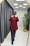 Simli Triko Tunik Bordo