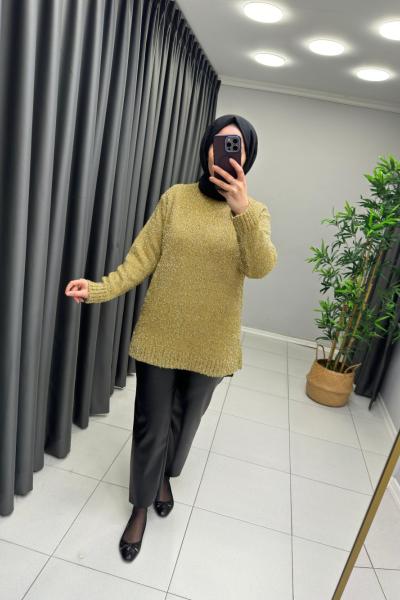 Star Simli Parıltılı Triko  Altın Sarısı