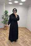Başak Çilek Keten Elbise  Siyah