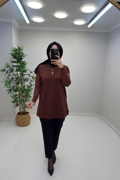 ERVA Merserize Tunik Kahverengi