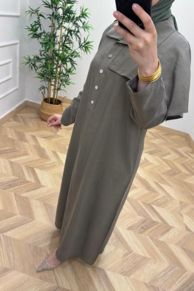 Esila Tensel Elbise  Haki