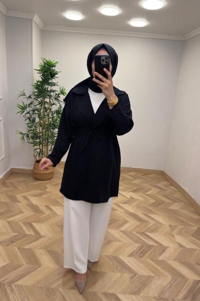 Eylül Bağcıklı  Ceket  Siyah