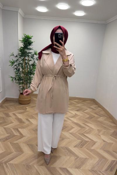 Eylül Bağcıklı  Ceket  Bej