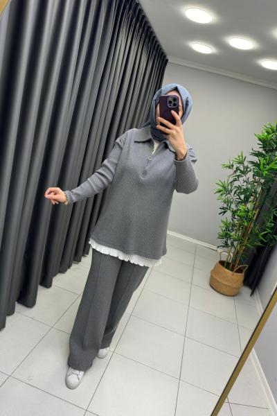 FİTİLLİ KUMAŞ TAKIM Gri