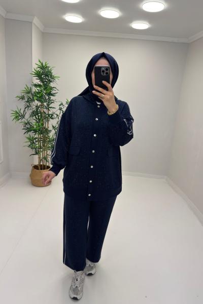 Flora Taşlı Takım Lacivert