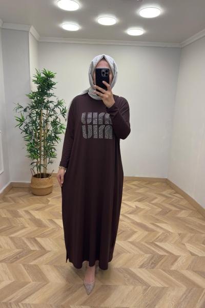 Fulya Penye Elbise Acı Kahve