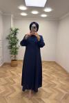 Gül Detay Elbise Lacivert
