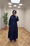 Gül Detay Elbise Lacivert