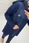 Gül Detay Merserize Tunik Lacivert