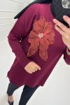 Gül Detay Merserize Tunik Bordo