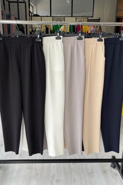 Havuç Kesim Double Krep Pantolon Taş Rengi