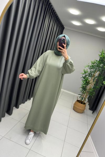 İki İp Pamuklu Elbise Mint Yeşili