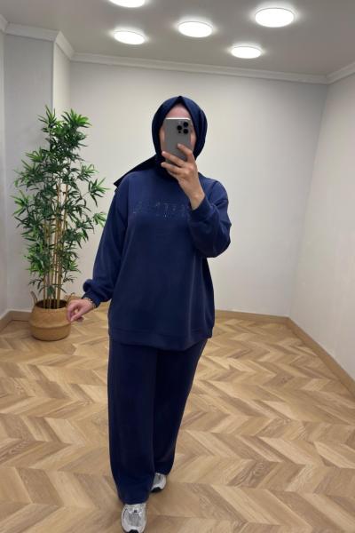 İkol Shine Taşlı Takım Lacivert