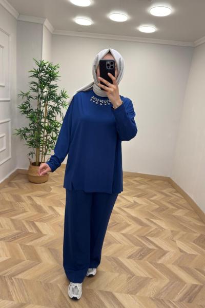 İkoll Taş İşlemeli Takım  Lacivert