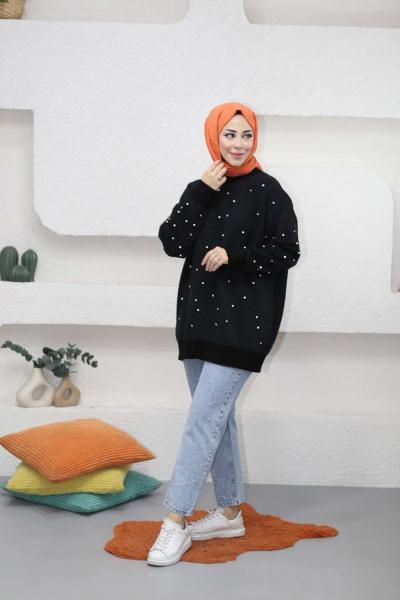 İncili Yumoş Angora Kazak Siyah