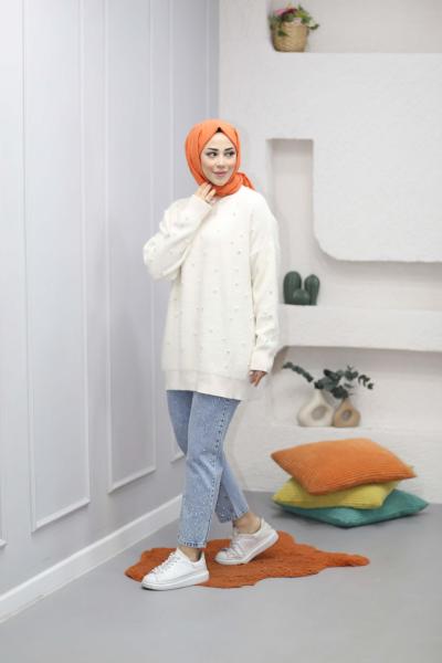 İncili Yumoş Angora Kazak Ekru