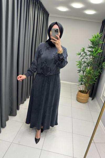 İpek Qupra Etekli Takım  Siyah