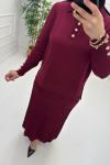 Işıltı Detay Etekli Merserize Takım Bordo