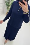 Işıltı Detay Etekli Merserize Takım Lacivert