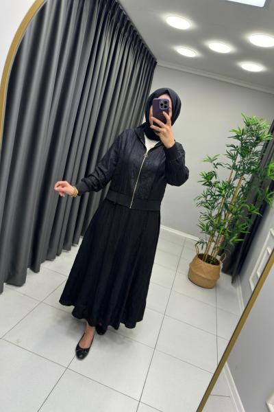 Keten Kraş Etekli Takım Siyah