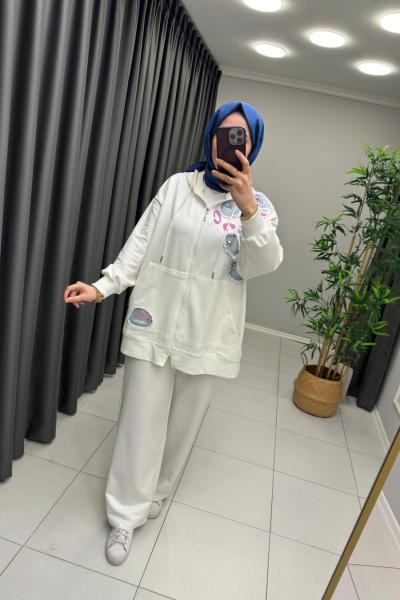 KOT DETAYLI İKOLL TAKIM Beyaz