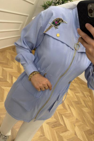 Kuş Detay Qupra Kap  Bebe Mavisi