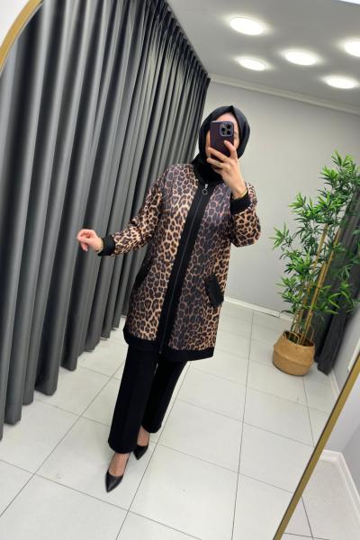 Leopar Desen Takım Siyah