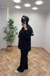 Linda Çilek Keten Takım  Siyah