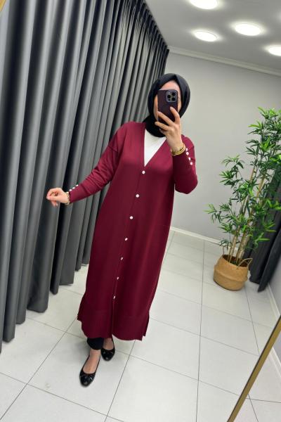 Merserize Hırka Bordo