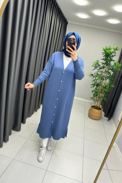 Merserize Hırka Gök Mavi