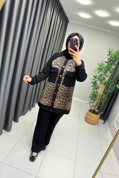Modal Oysho Leopar Desen Takım Siyah