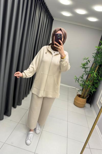 Modal Oysho Kapüşonlu Takım  Taş Rengi